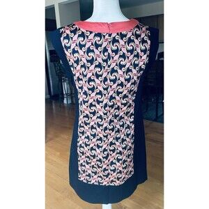 The Webster Miami Sz 10 Sleeveless Shift  Dress Navy With Multicolored Design